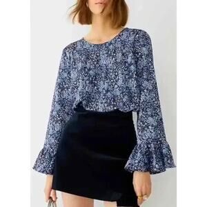 NWT J. Crew Winter Garden Bell Sleeve Top in Coventry Floral, Sz M Blouse